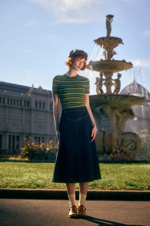 Princess Highway - Olinda Denim Midi Skirt - blue-denim