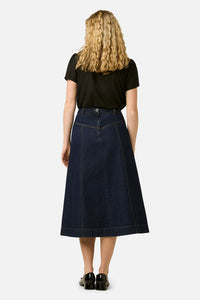 Princess Highway - Olinda Denim Midi Skirt - blue-denim