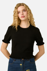 Princess Highway - Zoe Ruffle Knit Top - black