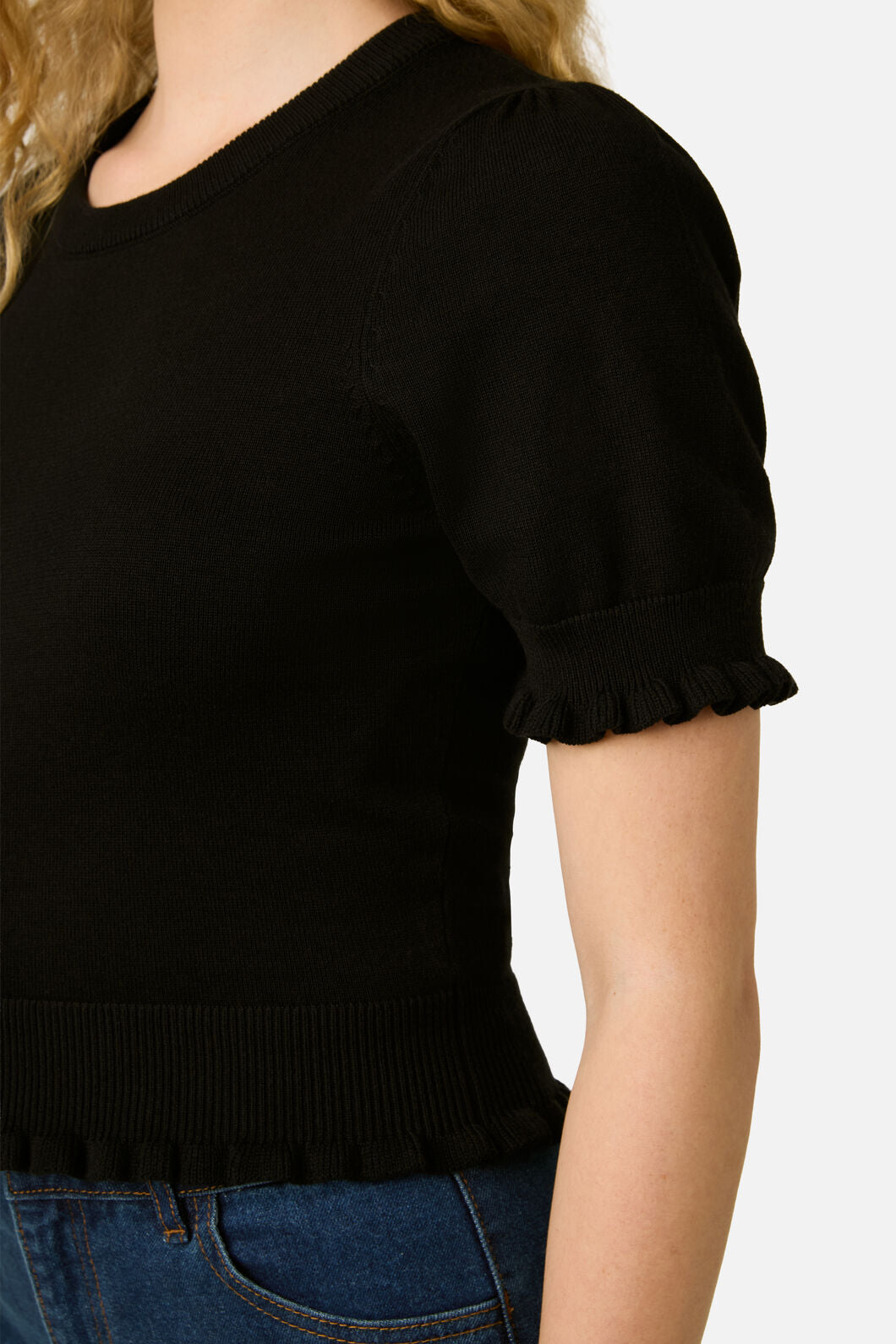 Princess Highway - Zoe Ruffle Knit Top - black