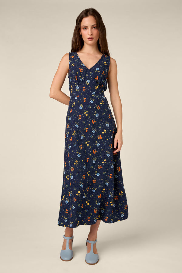 Princess Highway - Chloe Ditsy 90S Midi Dress - navy