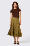 Princess Highway - Gillie Tiered Midi Skirt - olive
