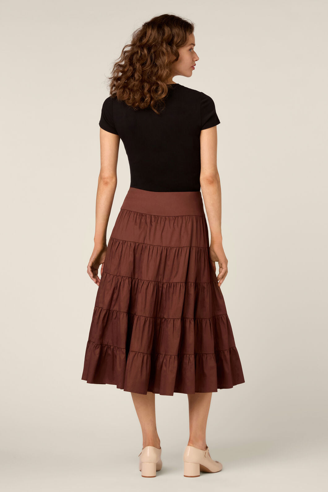 Princess Highway - Gillie Tiered Midi Skirt - chocolate