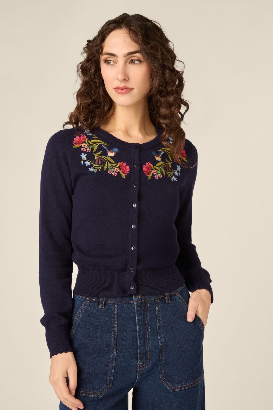Princess Highway - Wren Embroidered Cardigan - navy