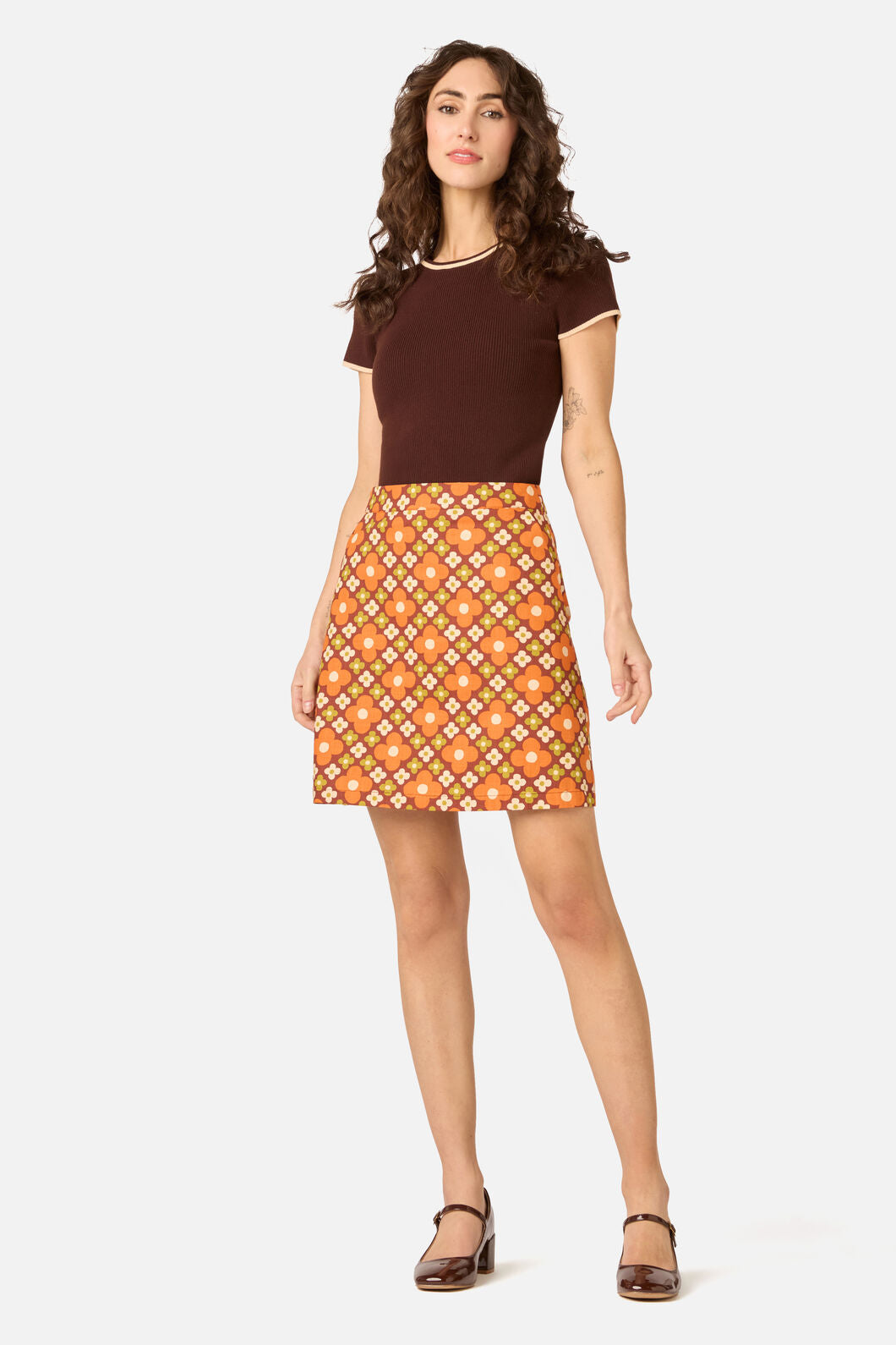 Princess Highway - Mimi Retro Mini Skirt - chocolate