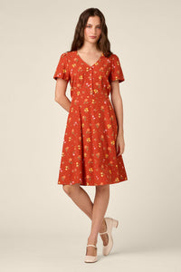 Princess Highway - Chloe Ditsy 90's Tea Dress - rust