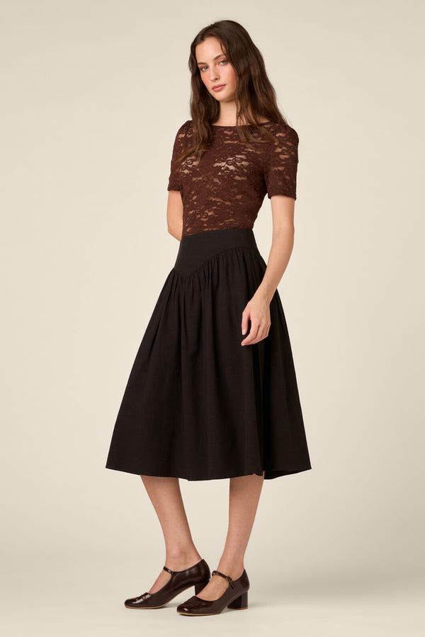 Princess Highway - Nell V-Yoke Midi Skirt - black