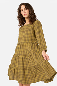 Princess Highway - Billie Check Smock Dress - olive