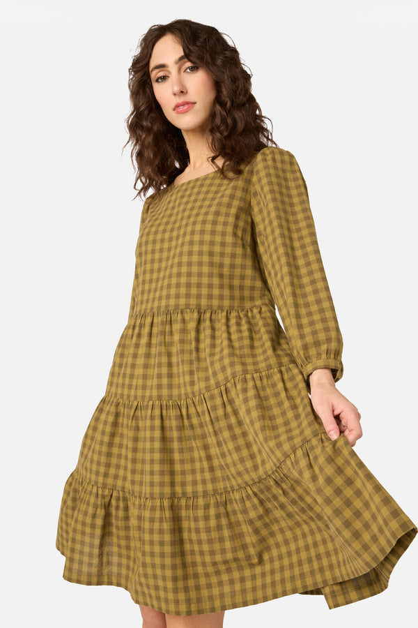 Princess Highway - Billie Check Smock Dress - olive