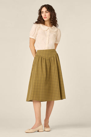 Princess Highway - Billie Check Yoke Midi Skirt - olive