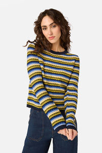 Princess Highway - Leslie Stripe Knit Jumper - green-blue