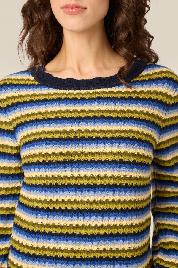 Princess Highway - Leslie Stripe Knit Jumper - green-blue