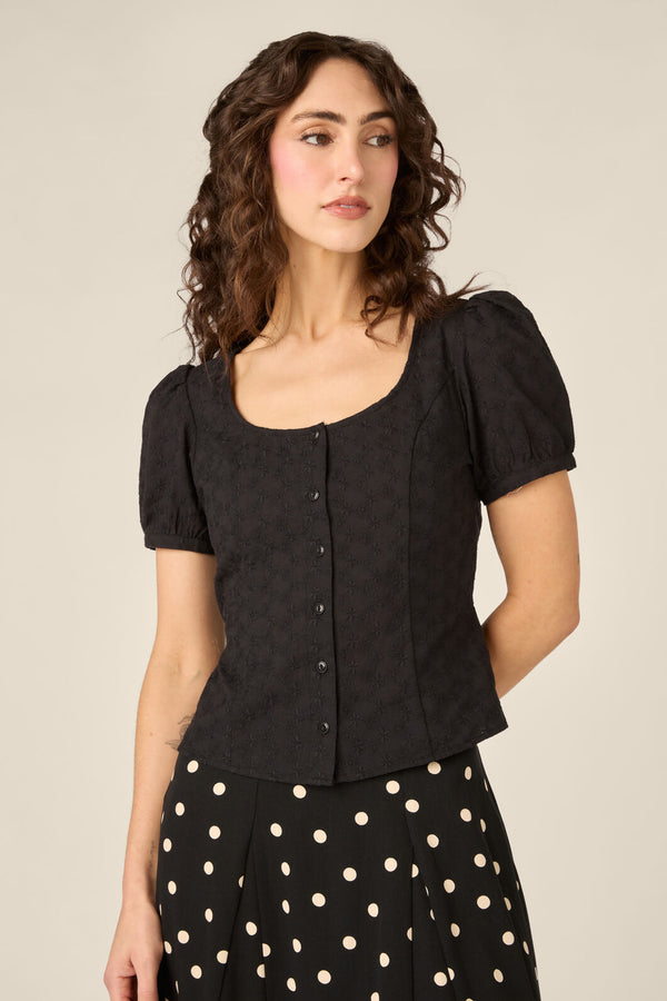 Princess Highway - Nova Prairie Short Sleeve Top - black