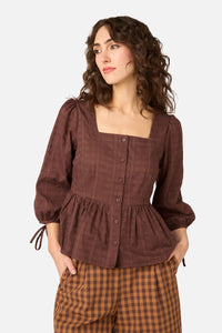 Princess Highway - Eveleigh Peplum Top - chocolate
