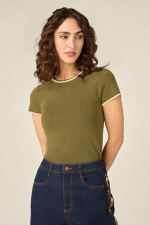 Princess Highway - Gigi Short Sleeve Knit Top - green