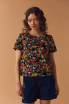 Princess Highway - Butterfly & Fruit Top - black