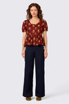 Princess Highway - Meika 90S Flower Peplum Top - rust