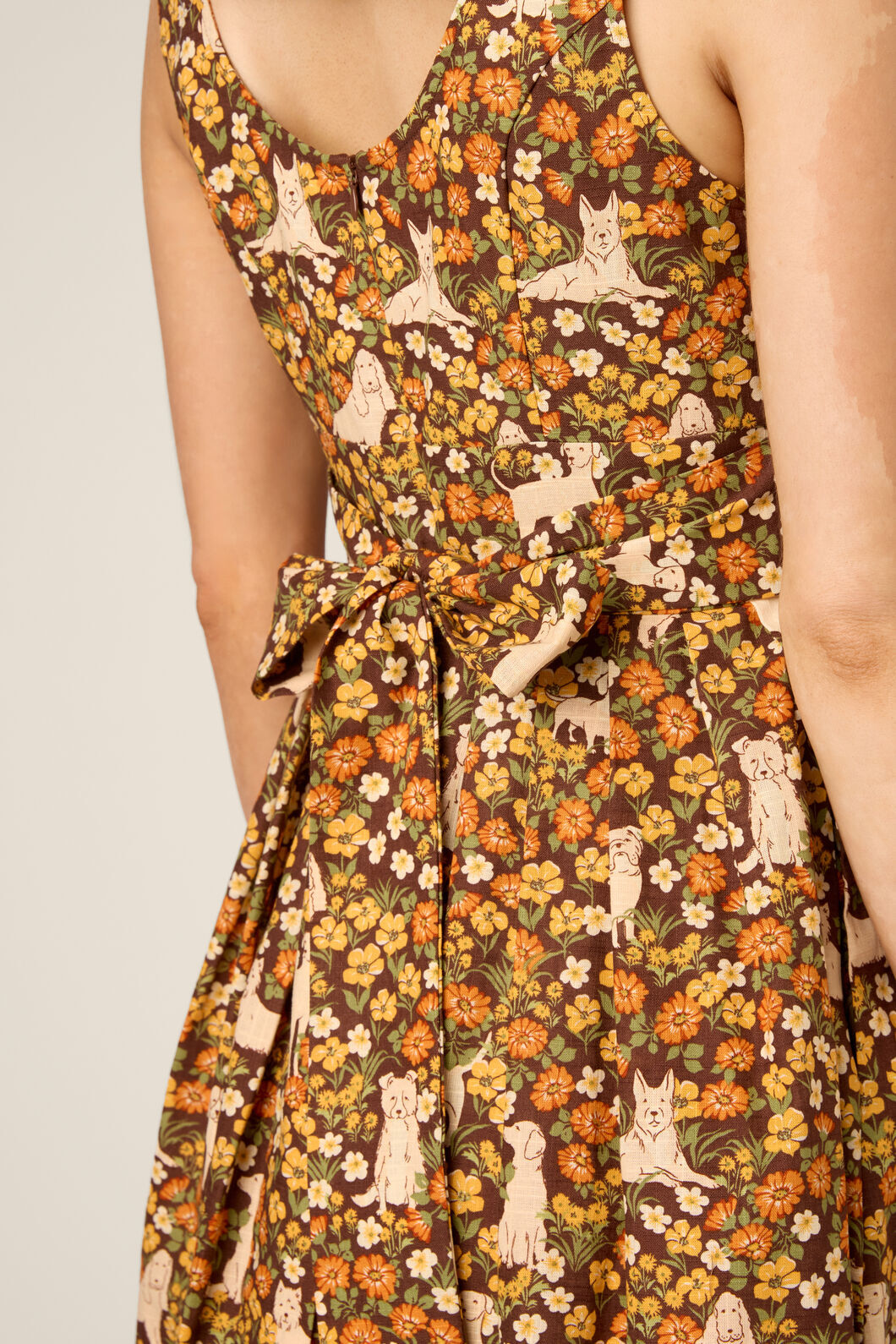 Princess Highway - Dogs & Flowers Sun Dress - chocolate