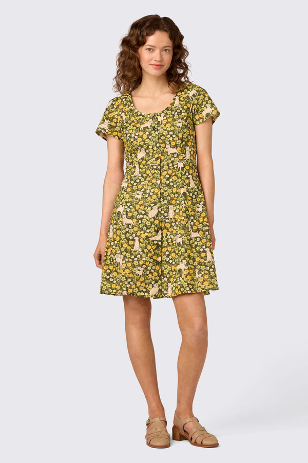 Princess Highway - Dogs & Flowers Mini Dress - green