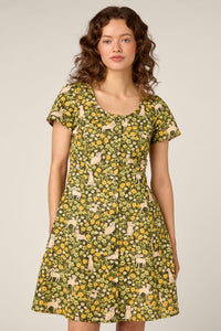 Princess Highway - Dogs & Flowers Mini Dress - green