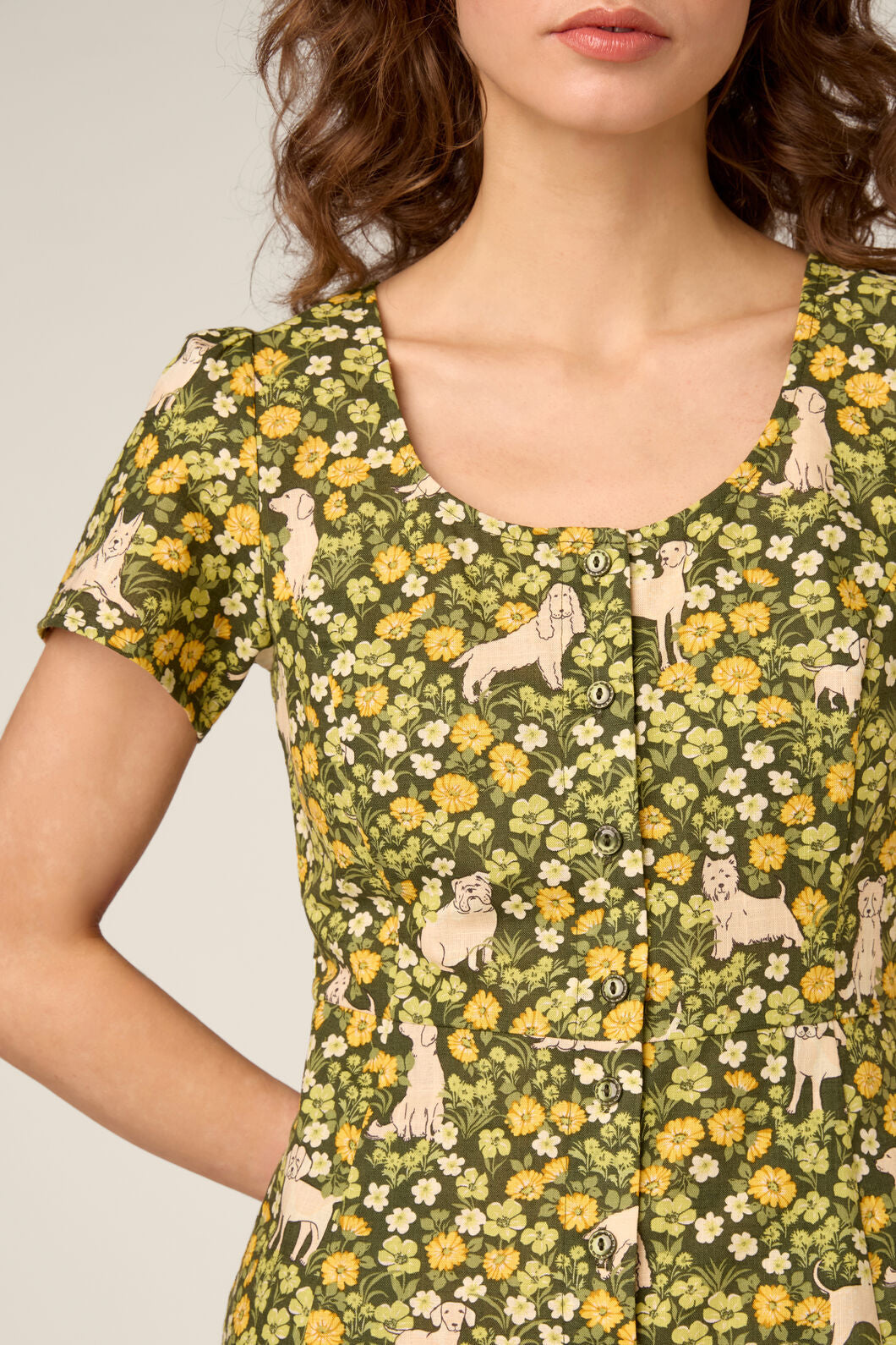 Princess Highway - Dogs & Flowers Mini Dress - green