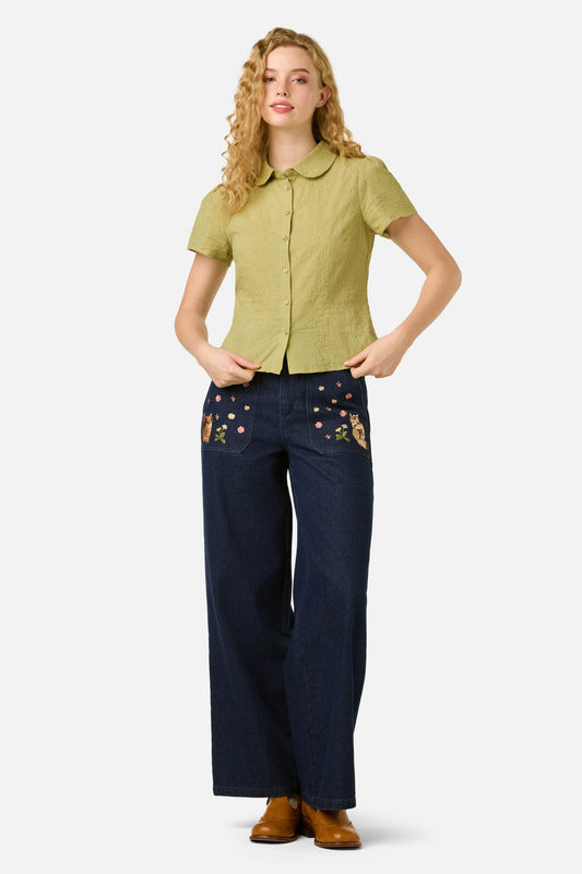 Princess Highway - Talia Broderie Blouse - olive