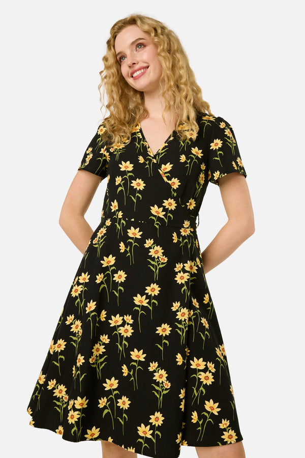 Princess Highway - Goldie Daisy Wrap Dress - black