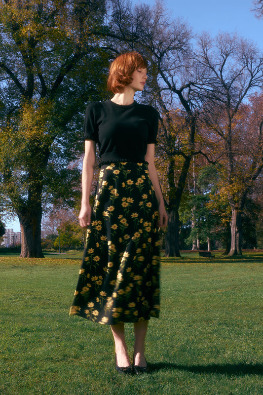 Princess Highway - Goldie Daisy Midi Skirt - black