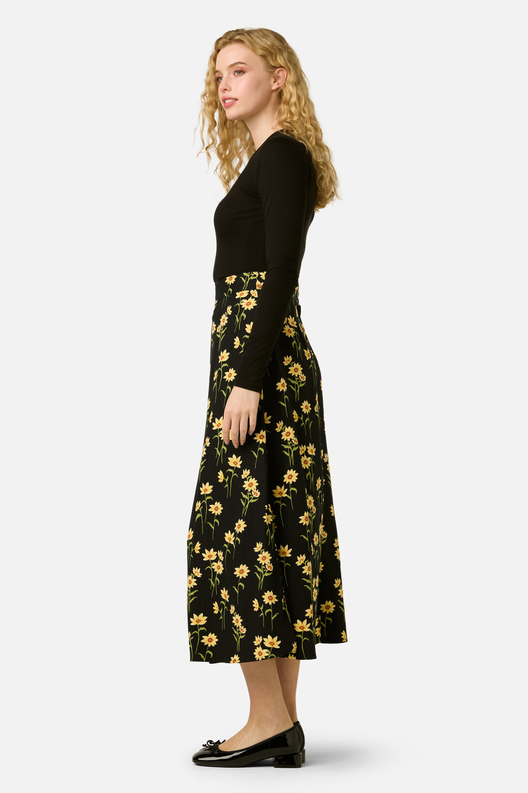 Princess Highway - Goldie Daisy Midi Skirt - black