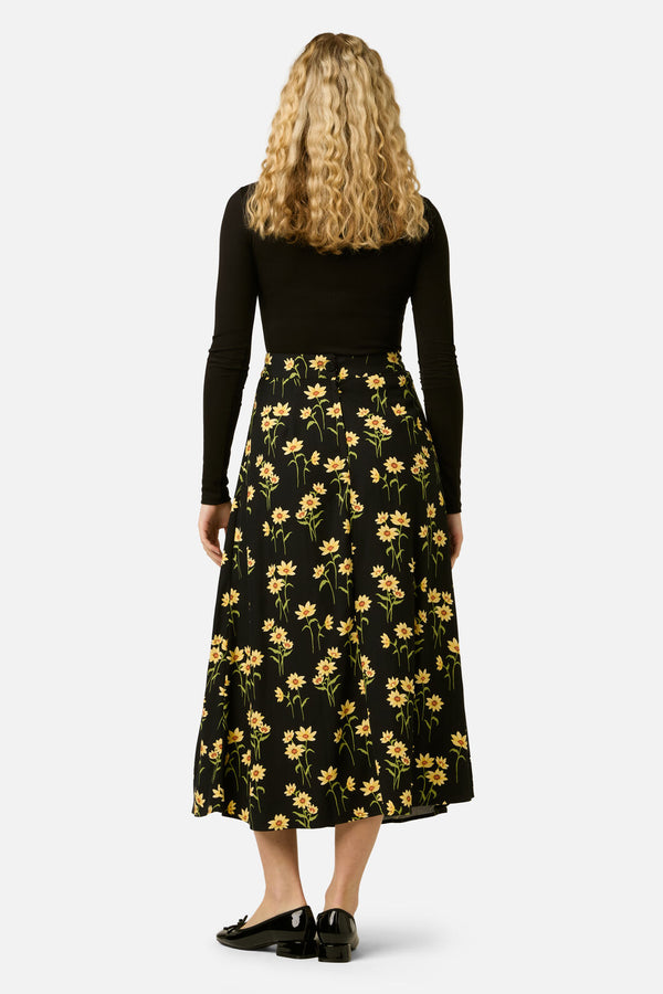 Princess Highway - Goldie Daisy Midi Skirt - black