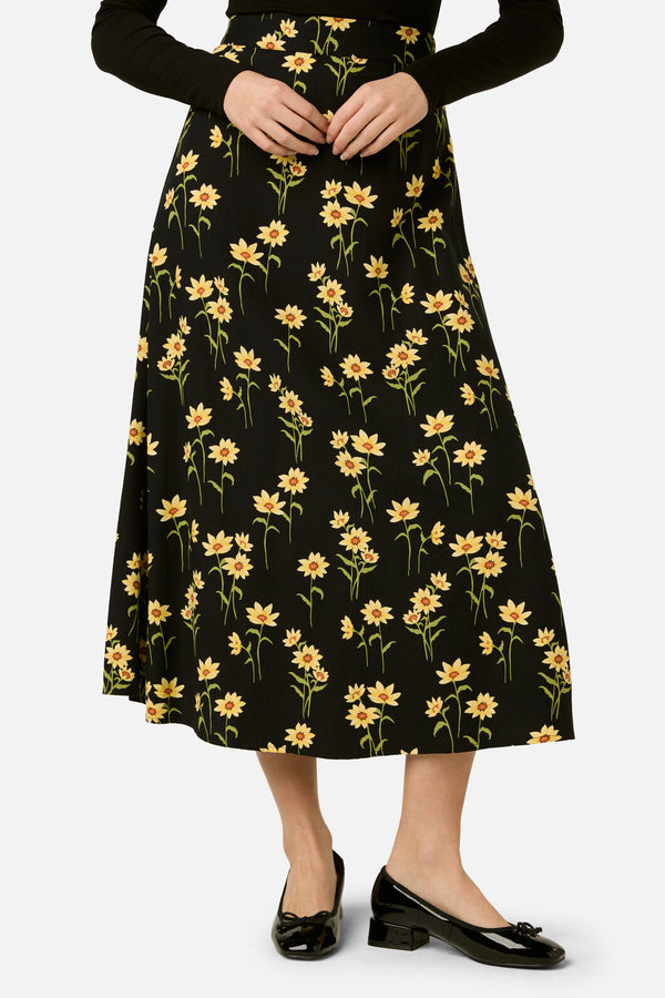 Princess Highway - Goldie Daisy Midi Skirt - black