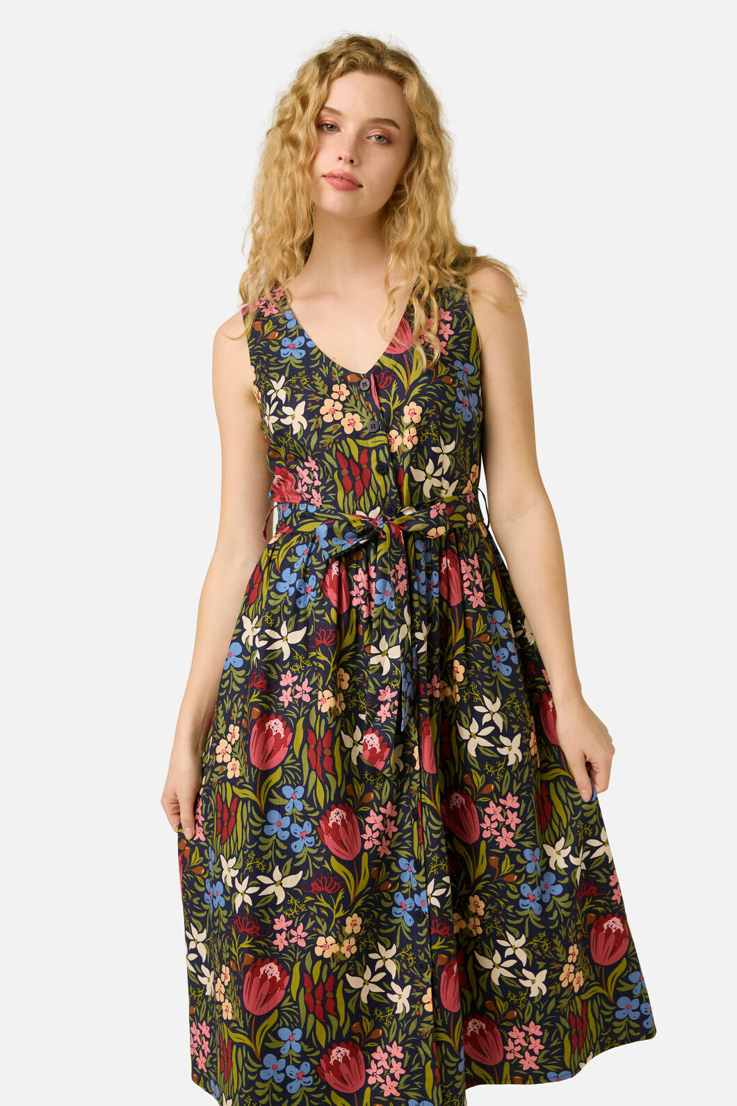 Princess Highway - Mira Native Flora Midi Dress - navy