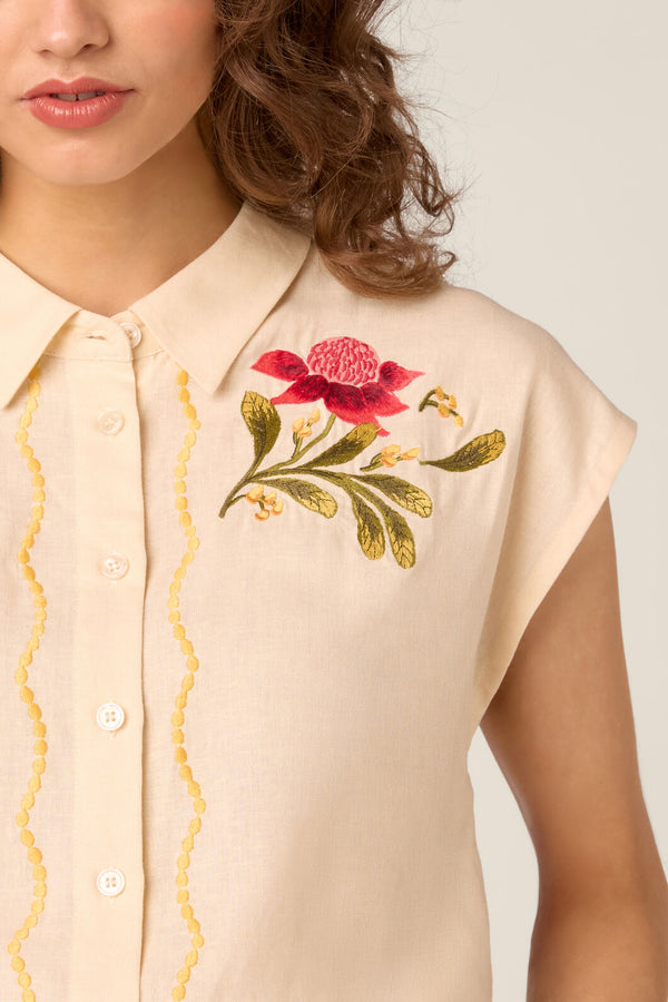 Princess Highway - Waratah Embroidered Blouse - cream