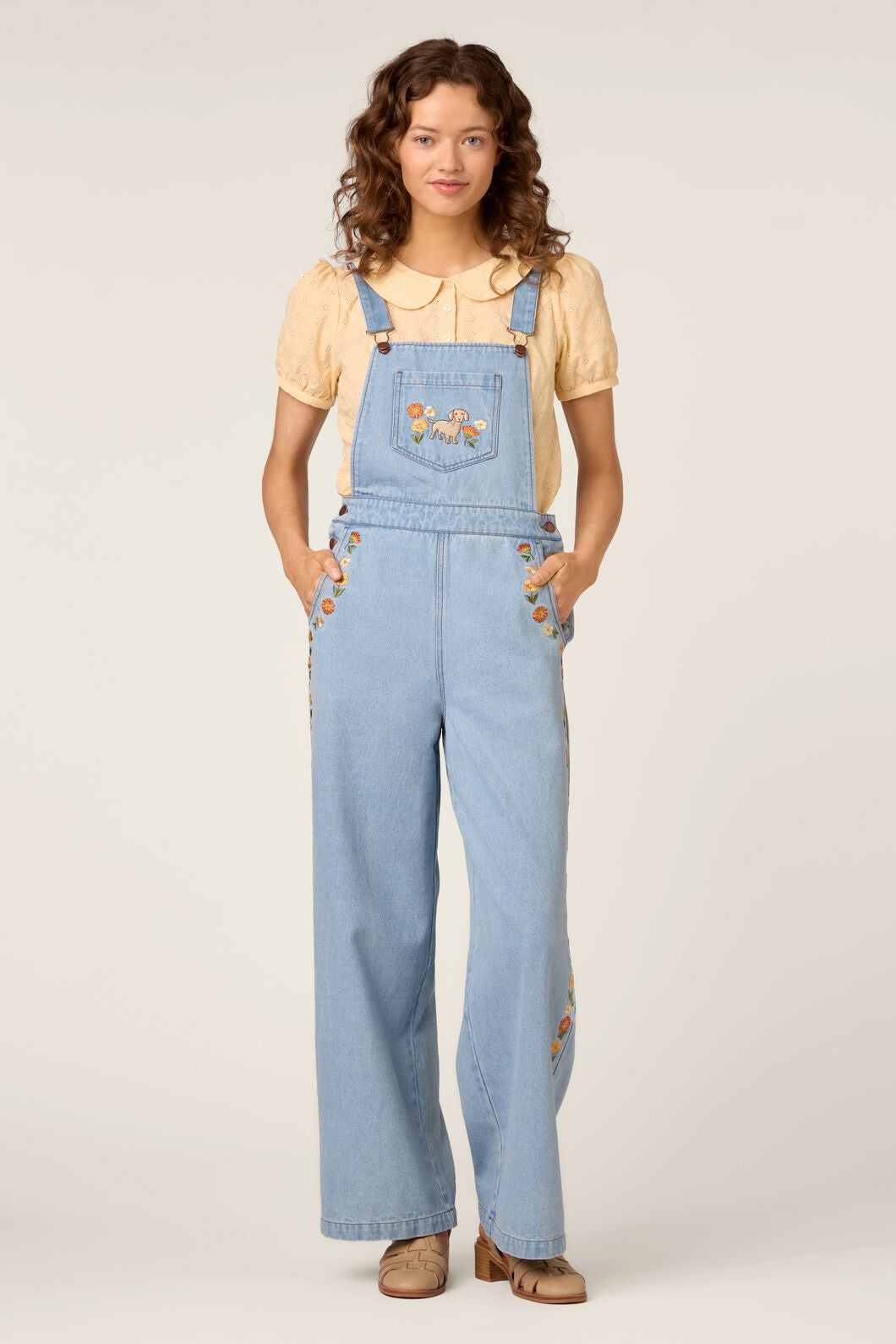 Princess Highway - Sweet Dog Embroidered Overall - blue-denim