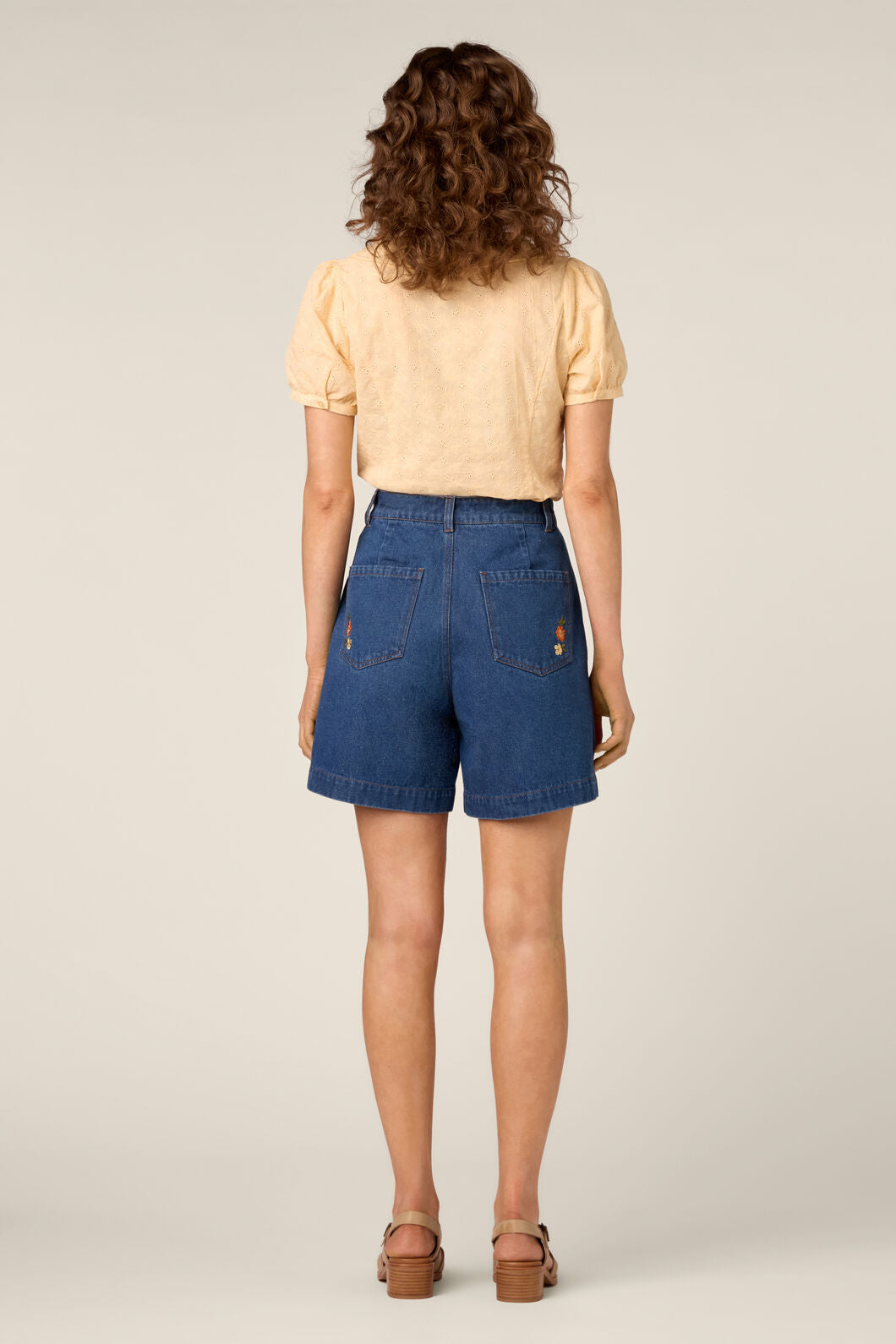 Princess Highway - Sweet Dogs Embroidered Shorts - blue-denim
