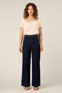 Princess Highway - Flower Chain Embroidered Top - cream