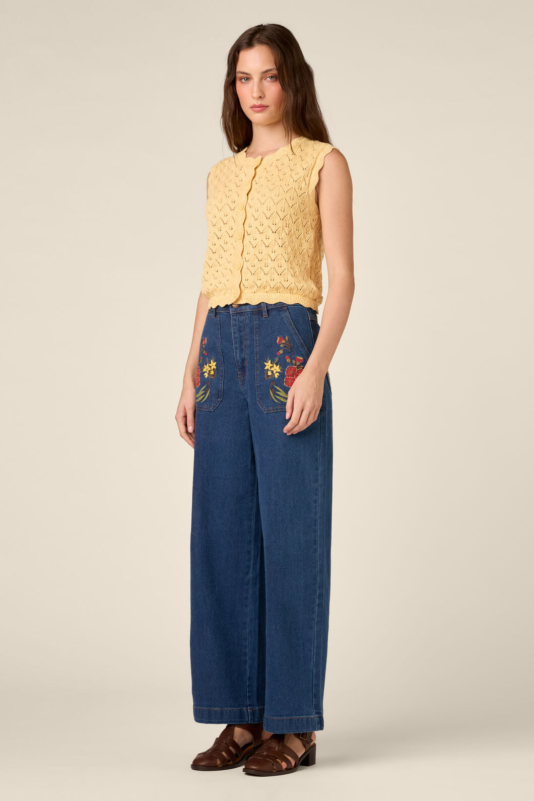 Princess Highway - Thea Lacey Knit Vest - lemon