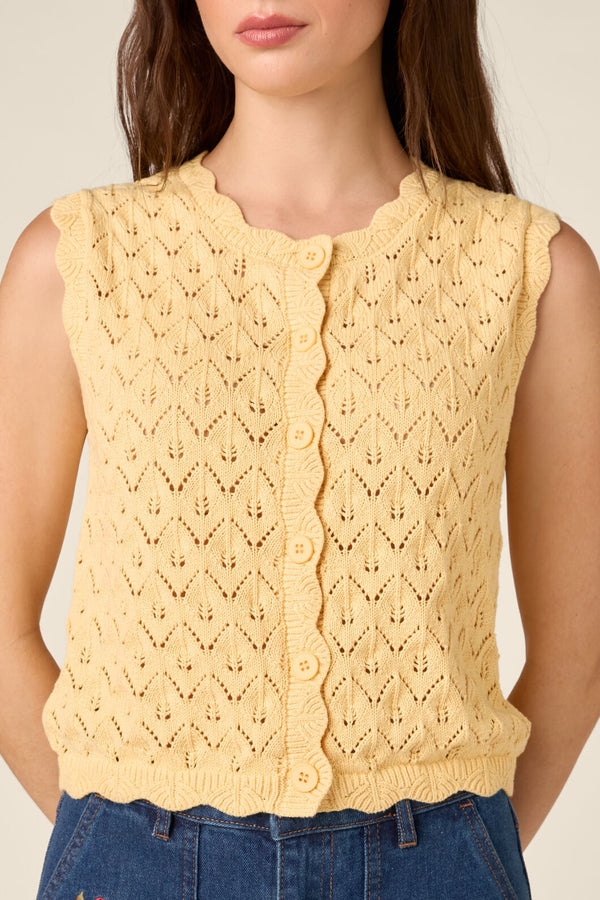Princess Highway - Thea Lacey Knit Vest - lemon