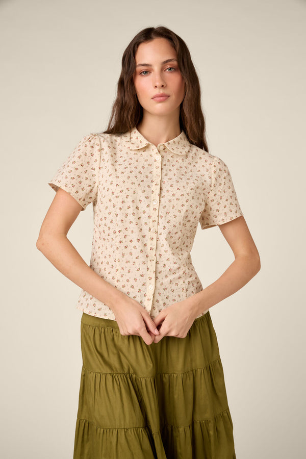 Princess Highway - Spring Ditsy Cotton Blouse - cream-rose