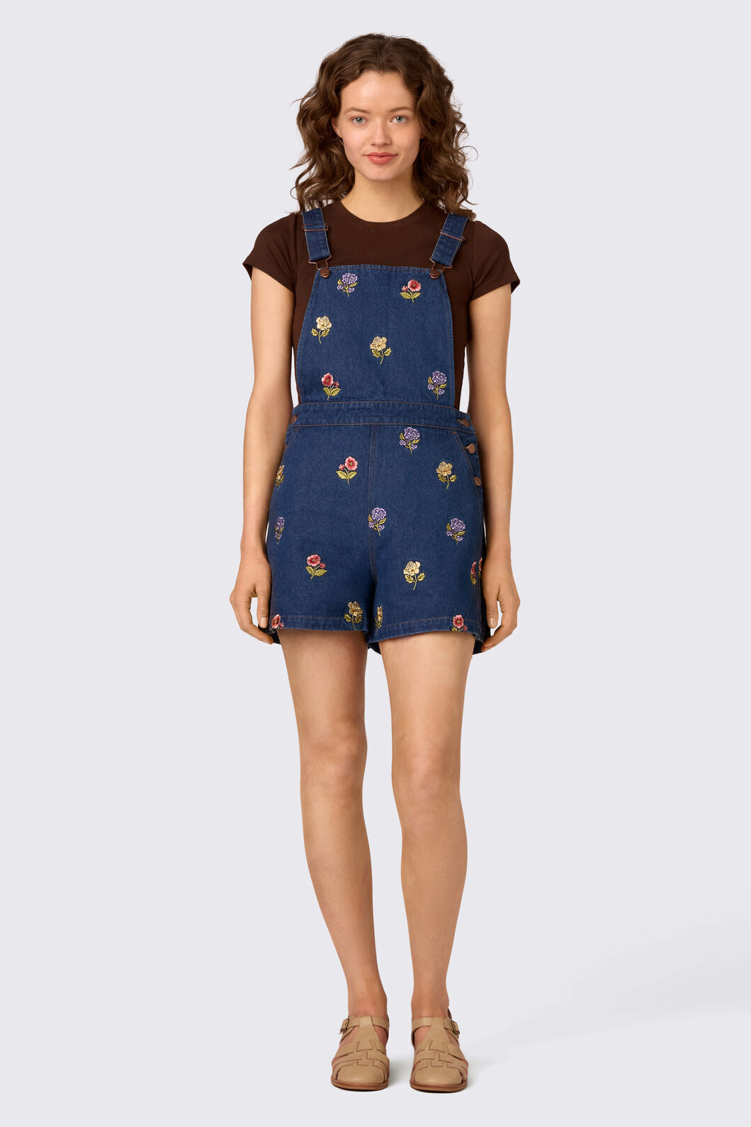 Princess Highway - Meika Flora Short Overall - blue-denim