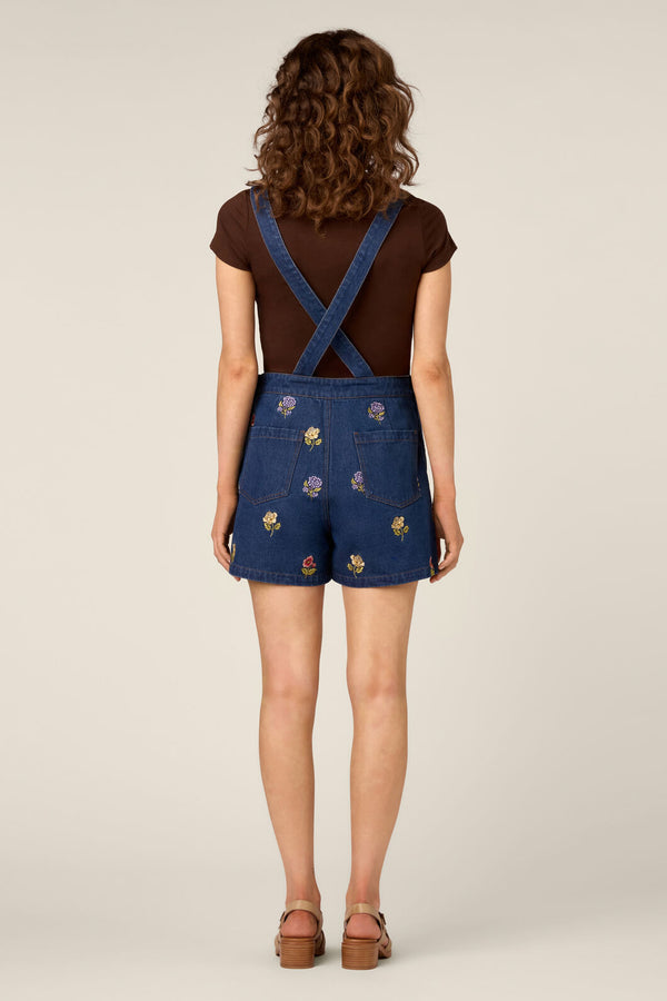 Princess Highway - Meika Flora Short Overall - blue-denim