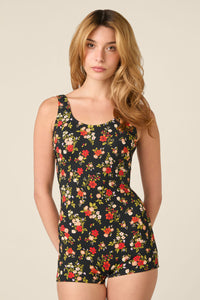 Princess Highway - Posy Floral Boyleg One Piece - black