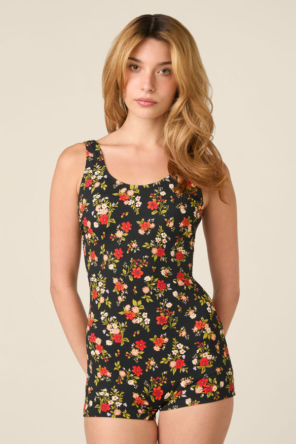 Princess Highway - Posy Floral Boyleg One Piece - black