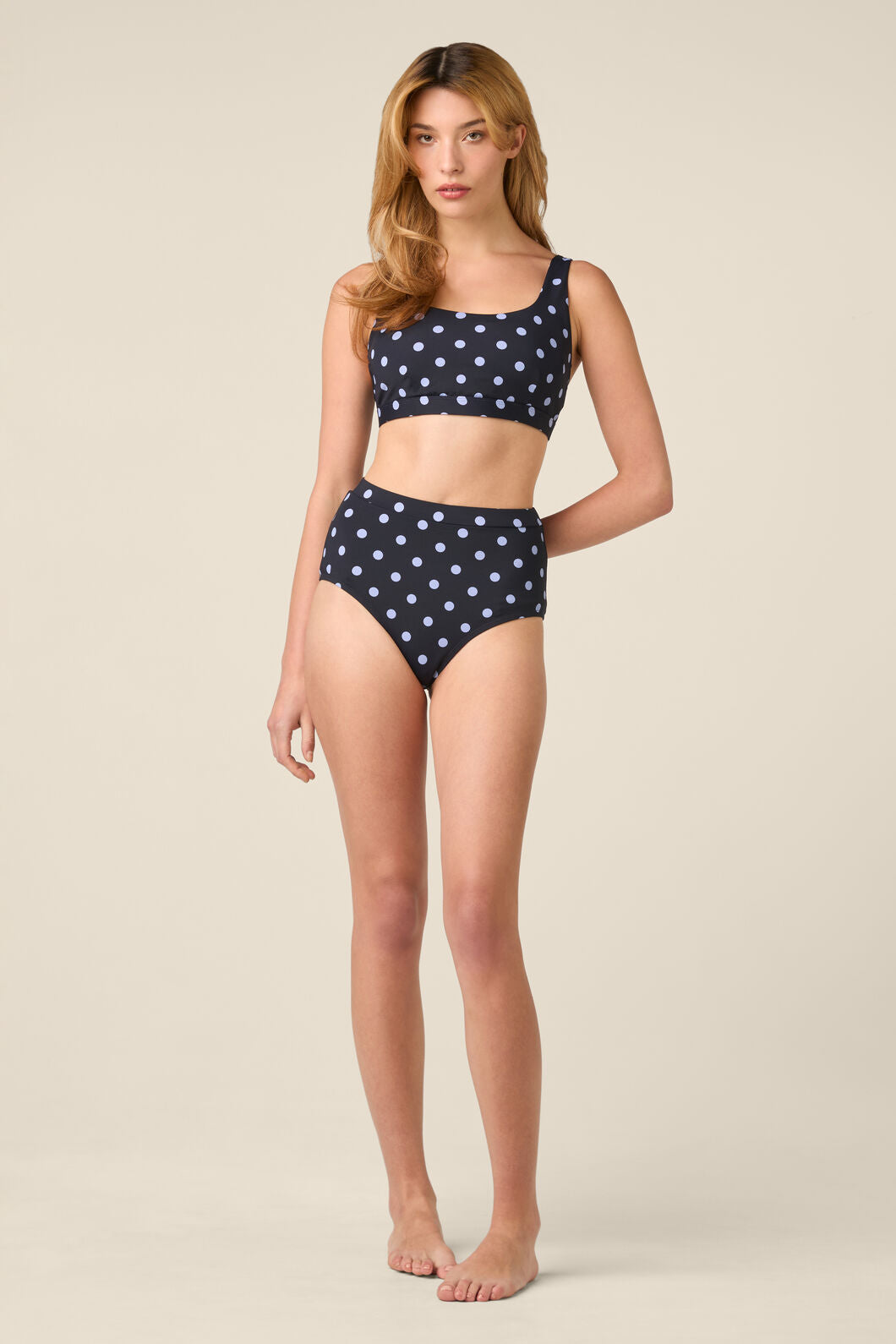 Princess Highway - Polka Dot Bikini Top - navy