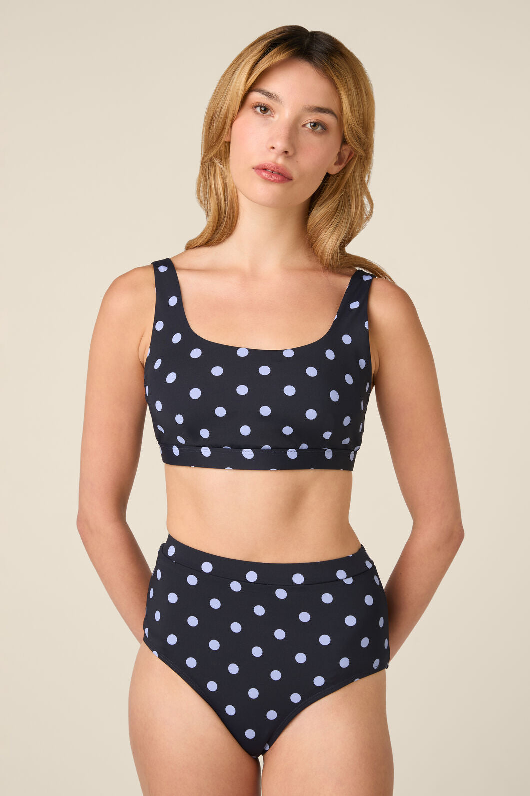 Princess Highway - Polka Dot Bikini Top - navy
