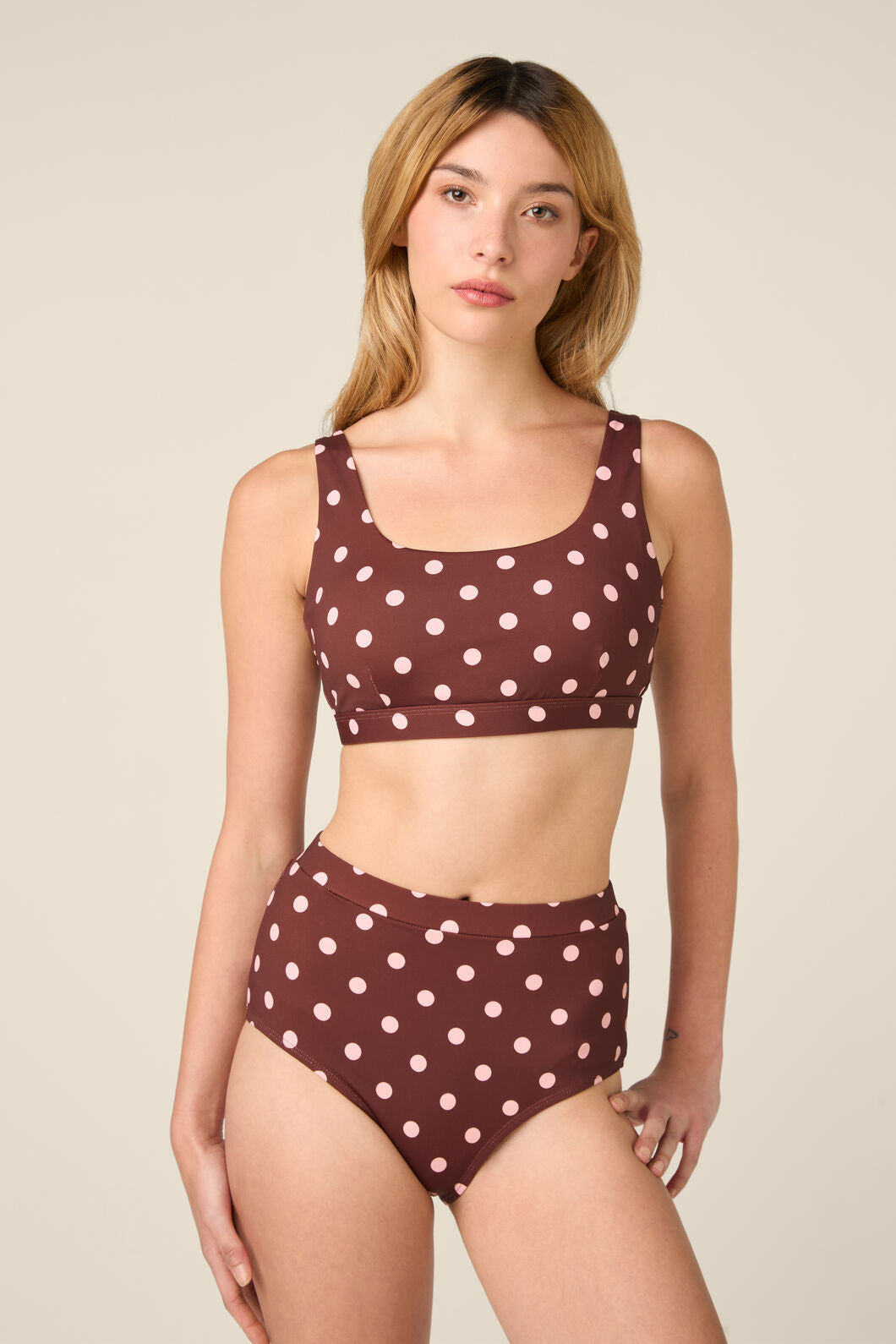Princess Highway - Polka Dot Bikini Top - chocolate
