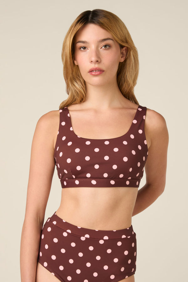 Princess Highway - Polka Dot Bikini Top - chocolate