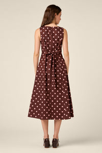 Princess Highway - Mia Polka Dot Midi Dress - chocolate