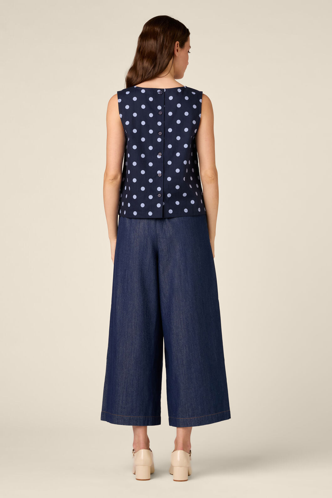Princess Highway - Mia Polka Dot Shell Top - navy