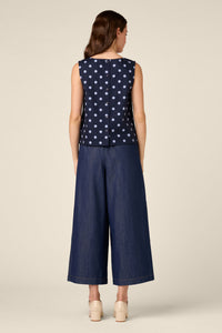 Princess Highway - Mia Polka Dot Shell Top - navy